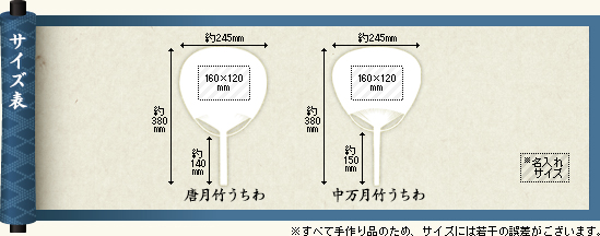 癒しの言葉竹うちわのサイズについて